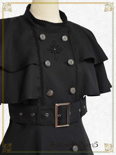 Grim Reaper～the stillness of a death and the cross of a pledge〜 Cape Sleeve One-Piece Dress