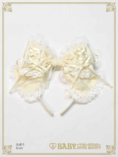 Snow White&#9825;lace up ribbon head bow