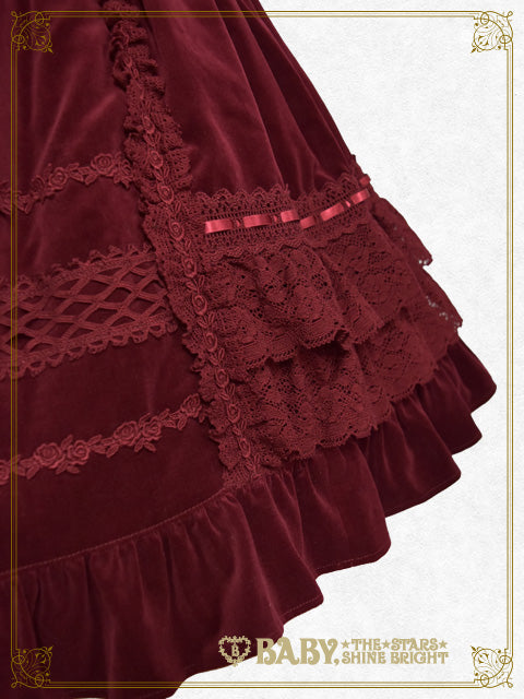Velveteen lace frill jumper skirt
