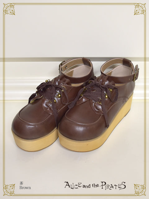 [OUTLET]Wooden sole frill shoes II
