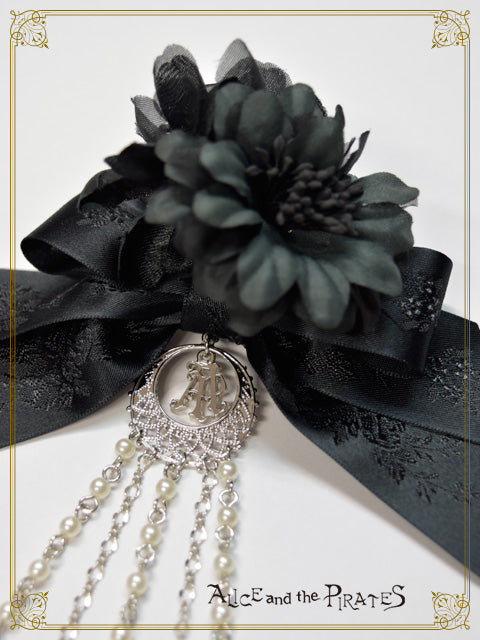 Black rose fantasia~Flower in the dark~chain ribbon clip